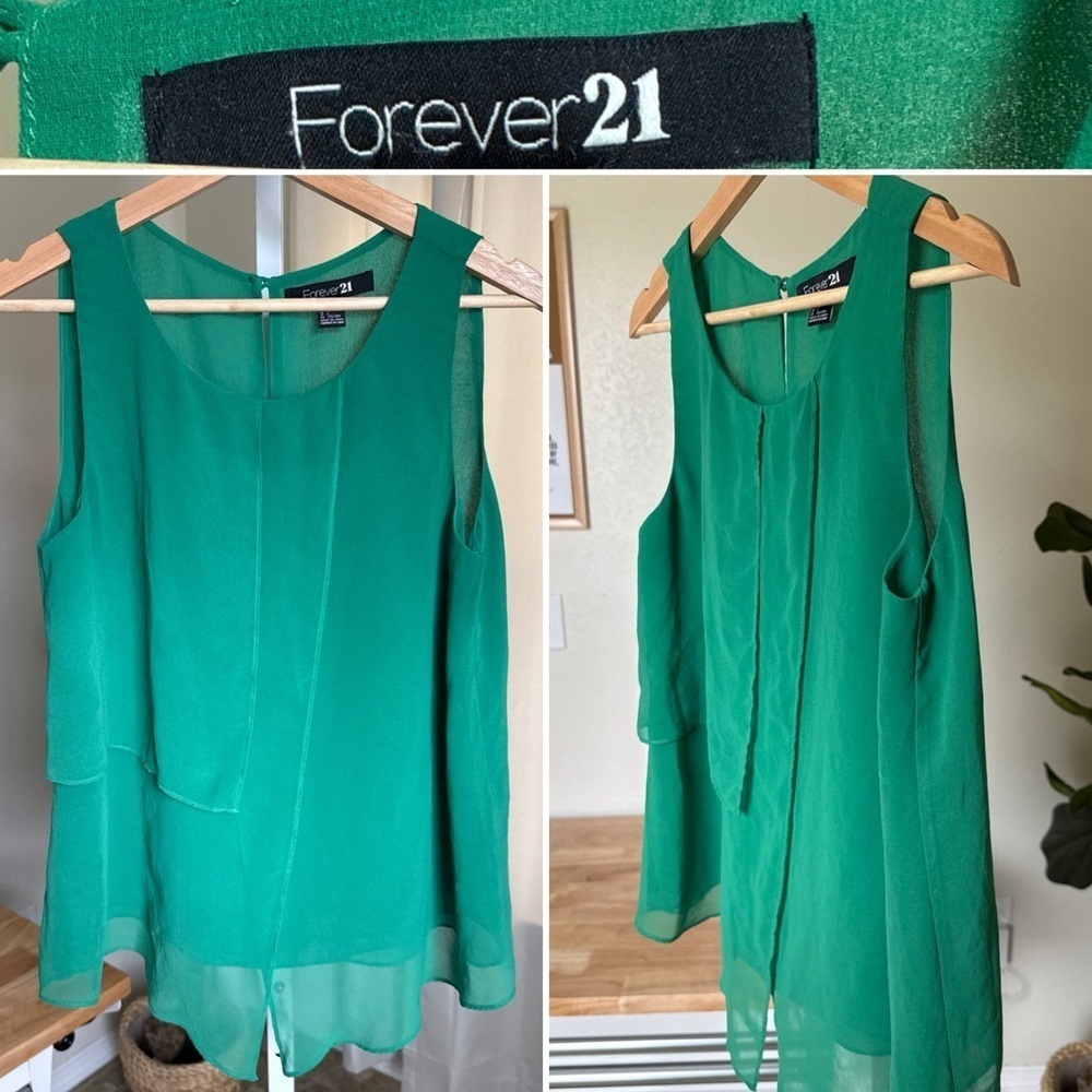 Forever 21 Women’s Green Sleeveless Blouse Size L
